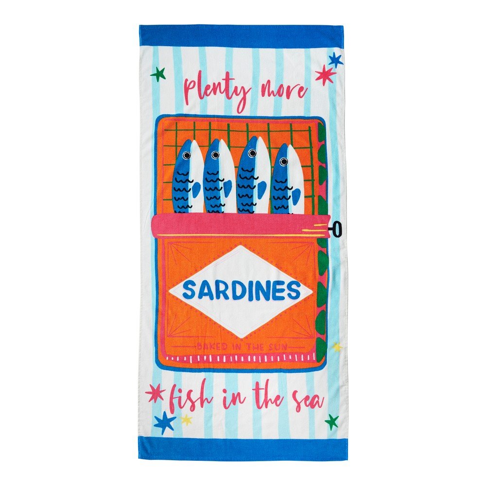 Bombažna brisača za na plažo 76x160 cm Sardines