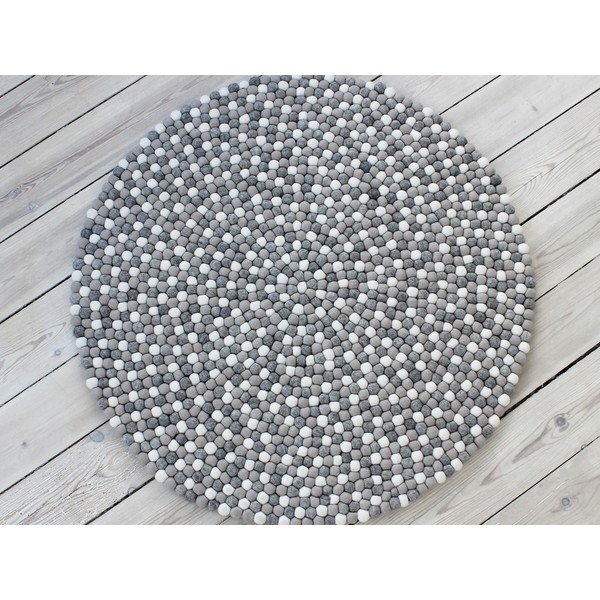 Svetlo siva preproga iz volnenega filca Wooldot Ball Rugs, ⌀ 120 cm-image-1