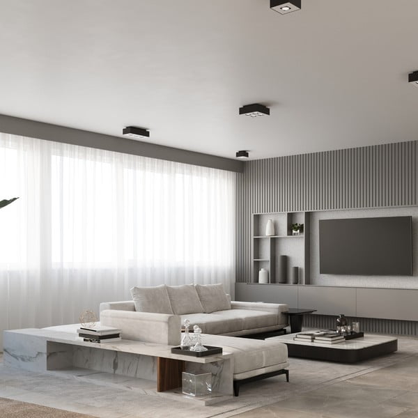 Črna stropna svetilka s kovinskim senčnikom 24x24 cm Hydra – Sollux-image-2