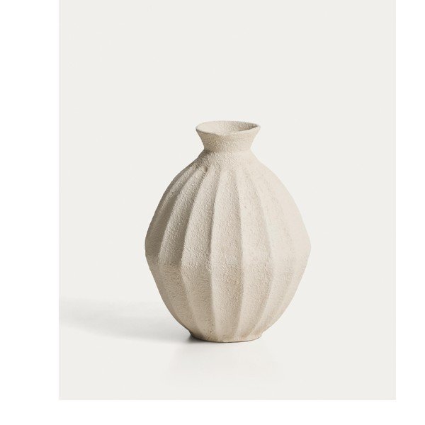Kremno bela ročno izdelana/visoka vaza iz papirmašeja (višina 46,5 cm) Arquena – Kave Home