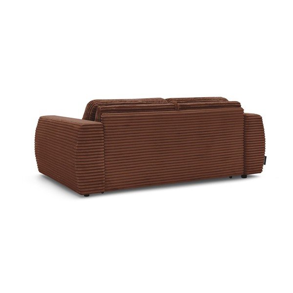 Oranžna sedežna garnitura za spanje/raztegljiva iz rebrastega žameta 240 cm Hugo – Bobochic Paris-image-4