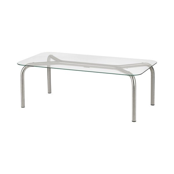 Klubska mizica s stekleno mizno ploščo v srebrni barvi 60x110 cm Uku – noo.ma