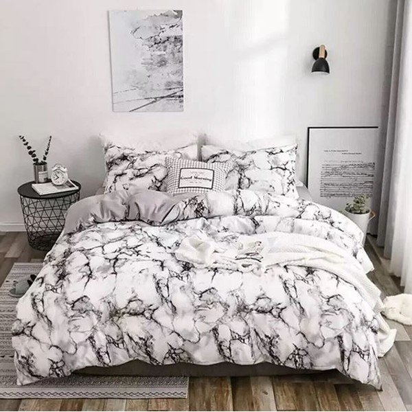 Črna/bela bombažna podaljšana posteljnina za zakonsko posteljo z rjuho 200x220 cm – Mila Home