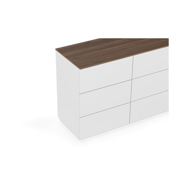 Bela komoda z vrhnjim delom iz orehovega dekorja TemaHome Join, 120 x 84 cm-image-4