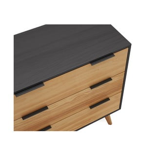 Črna/naravna visoka komoda iz masivnega bora 80x83 cm Lavis – Marckeric