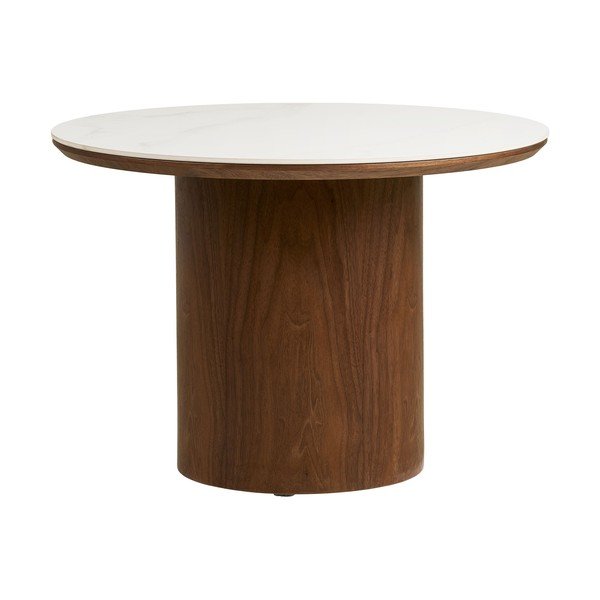 Okrogla klubska mizica s keramično ploščo v temni naravni barvi ø 60 cm Noli – House Nordic