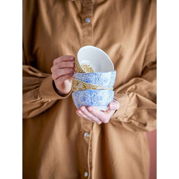 Modro-oranžne skledice v kompletu 4 ks iz kamenine 200 ml Milton – Bloomingville-image-1