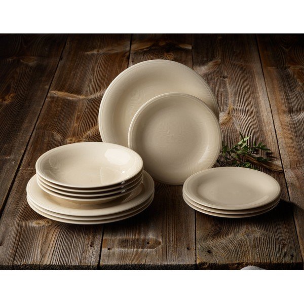 12-delni bež komplet krožnikov iz porcelana Villeroy & Boch Like Color Loop-image-1