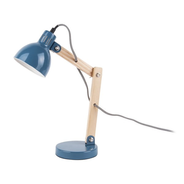 Modra namizna svetilka z lesenimi detajli Leitmotiv Ogle