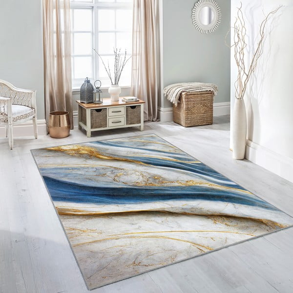 Modra pralna preproga 80x150 cm Golden Spill – Mila Home-image-2
