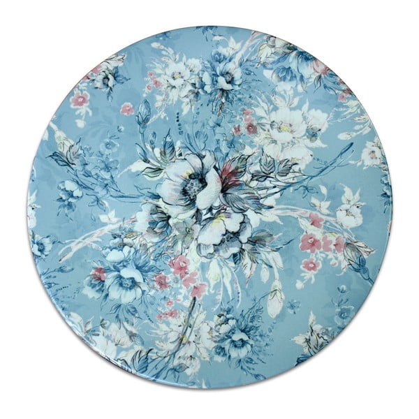Modri keramični krožnik Cvetje, ⌀ 26 cm