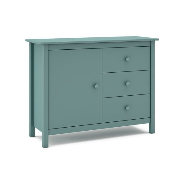 Modrozelena nizka otroška komoda iz masivnega bora 90x80 cm Max – Marckeric-image-3