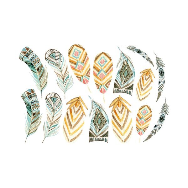 Komplet 15 nalepk Ambiance Boho perje-image-2