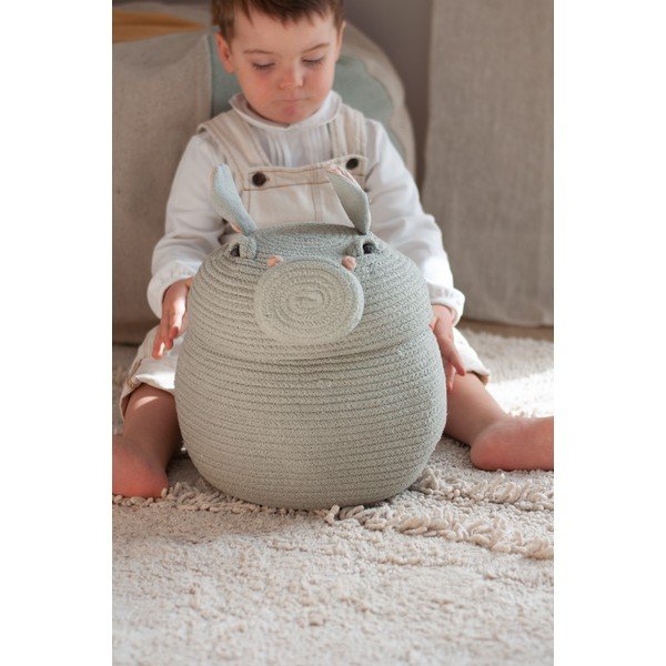 Svetlo siva tekstilna otroška škatla za shranjevanje ø 25x30 cm Henry the Hippo – Lorena Canals-image-3