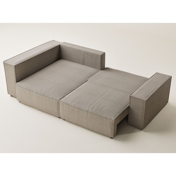 Bež raztegljiva/s prostorom za shranjevanje kotna sedežna garnitura iz rebrastega žameta (levi kot/v obliki črke L) Tonga – Maison de Rêve-image-3