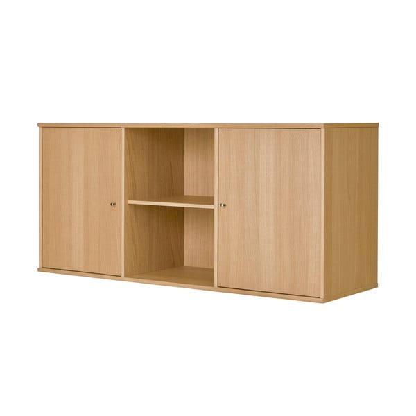 Nizka stenska komoda v hrastovem dekorju v naravni barvi 133x61 cm Mistral – Hammel Furniture-image-2