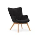 Črn fotelj iz rebrastega žameta Niko – Ropez