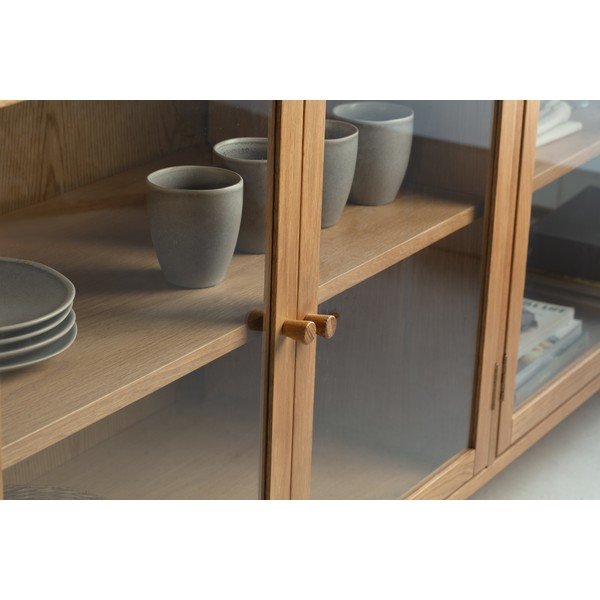 Vitrina v hrastovem dekorju v naravni barvi 180x80x40 cm Ceci – MOME-image-2