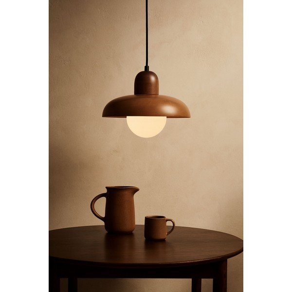 Rjava viseča svetilka z lesenim senčilom ø 25 cm Elsa – Opviq lights-image-1