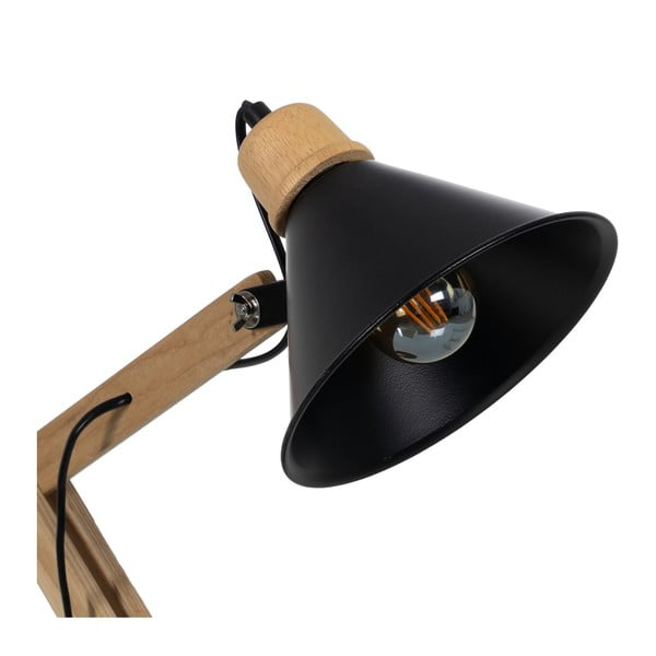 Črna/naravna namizna svetilka s kovinskim senčilom (višina 55 cm) – Ixia-image-1