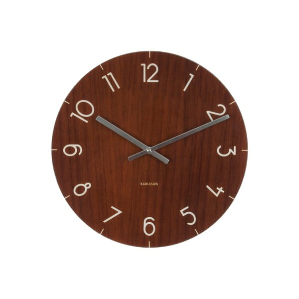 Temno rjava Present Time Glass Wood Clock, ⌀ 40 cm