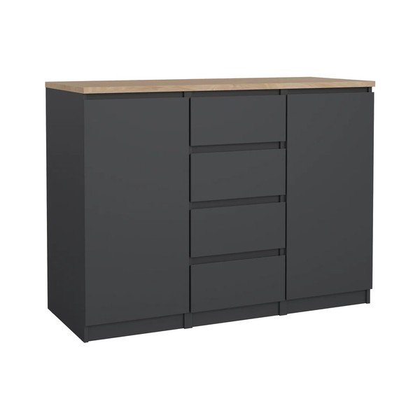 Temno siva komoda 121x91x50 cm Naia – Tvilum