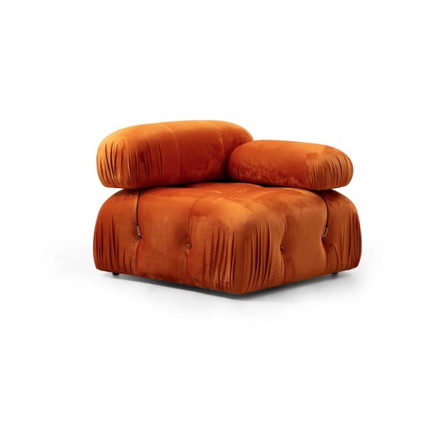 Oranžna žametna modularna sedežna garnitura (desni kot) Bubble – Artie