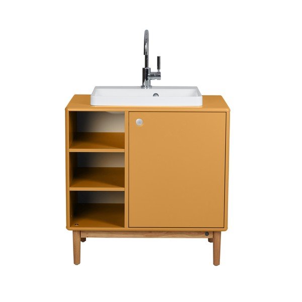 Gorčično rumena stenska omarica z umivalnikom brez pipe 80x62 cm Color Bath – Tom Tailor-image-4