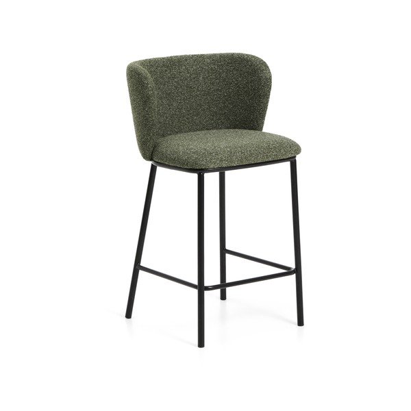 Temno zelen oblazinjen barski stol (višina sedeža 65 cm) Ciselia – Kave Home