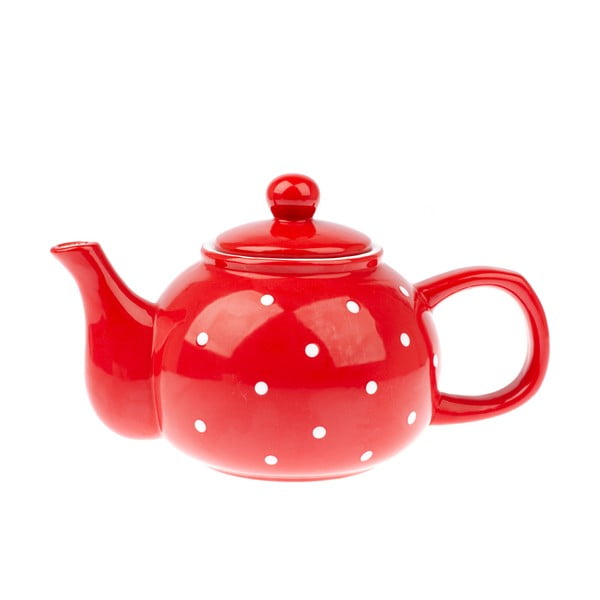 Rdeč keramičen čajnik Dakls Dots, 1 l