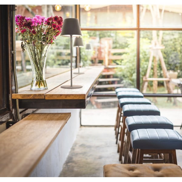 Siva LED zatemnitvena namizna svetilka s senzorjem gibanja s kovinskim senčnikom (višina 38 cm) Consenza – Fischer & Honsel-image-1