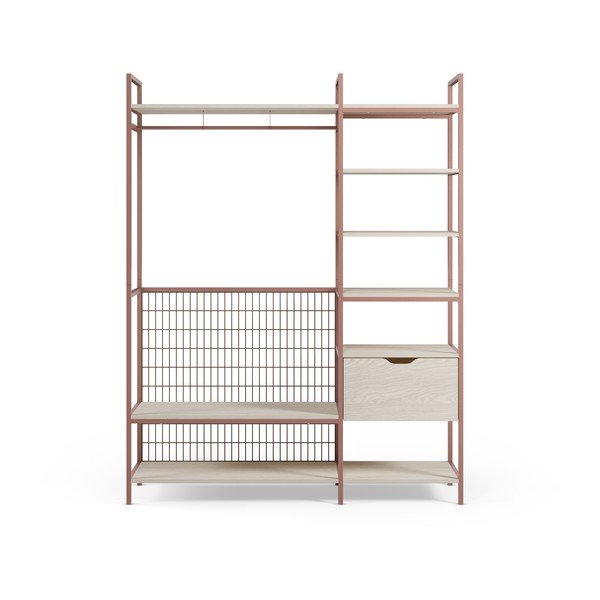 Odprta jeklena garderobna omara v barvi terakote 140x179,5x40 cm Amara – Marckeric-image-4