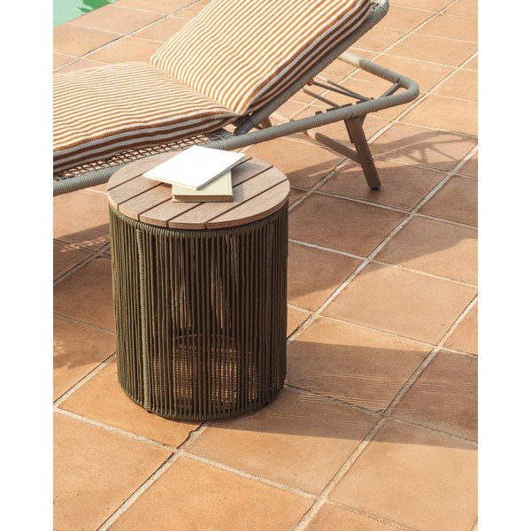 Okrogla vrtna mizica z mizno ploščo iz akacije ø 40 cm Dandara – Kave Home-image-1