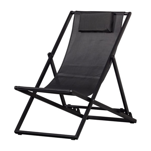 Črn kovinski zložljiv vrtni ležalnik Esper – Exotan
