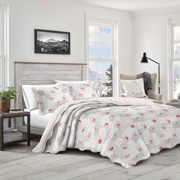 Bel/siv komplet pregrinjala in prevleke za vzglavnik 250x230 cm – Dakls