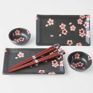 6-delni komplet sivih keramičnih posod za suši MIJ Sakura