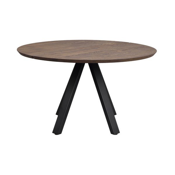 Temno rjava okrogla jedilna miza s hrastovo mizno ploščo ø 130 cm Carradale – Rowico-image-2