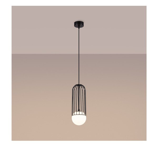 Črno-bela viseča svetilka s steklenim senčilom Belinda – Sollux-image-4