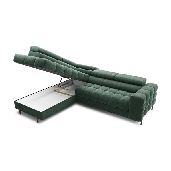 Zelena raztegljiva/s prostorom za shranjevanje kotna sedežna garnitura iz tkanine bouclé (levi kot/v obliki črke L) Ferucce – ELTAP-image-4