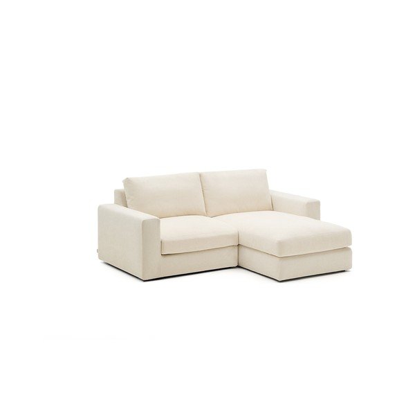 Bež kotna sedežna garnitura iz šenilje (desni kot/z ležalnikom) Alea – Kave Home-image-2