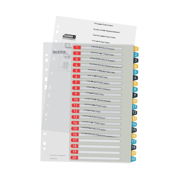 Komplet 5 številčnih indeksov z 20 nalepkami Leitz, A4-image-3