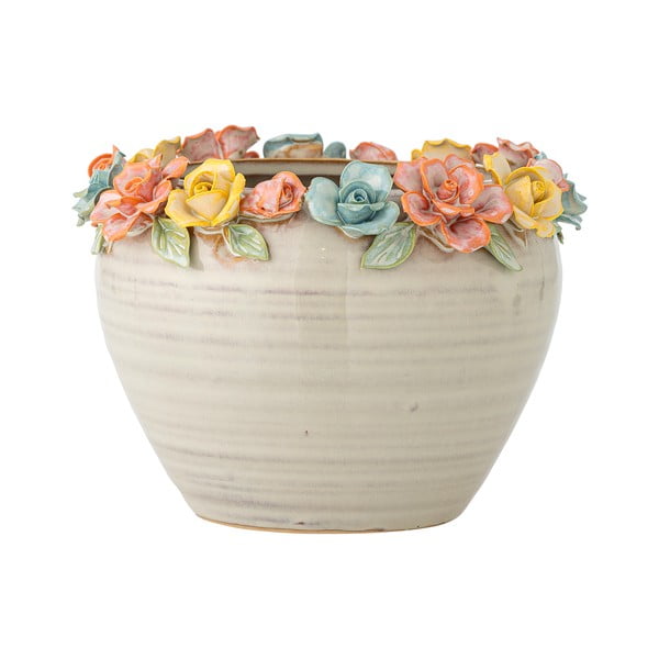 Ročno poslikan okrasni cvetlični lonec iz kamenine ø 19,5 cm Eanna – Bloomingville