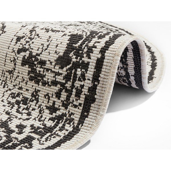 Črno-krem zunanja preproga NORTHRUGS Borbon, ø 140 cm-image-3