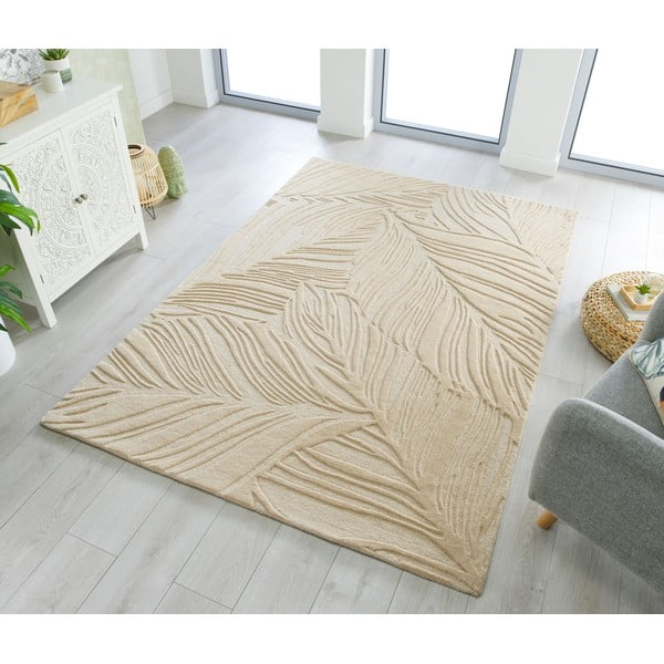 Bež volnena preproga Flair Rugs Lino Leaf, 120 x 170 cm-image-1