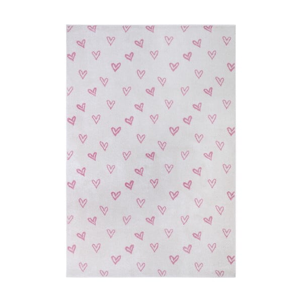 Bela/rožnata otroška preproga 160x235 cm Hearts – Hanse Home