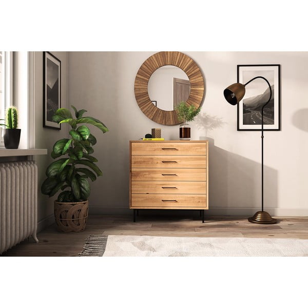 Visoka komoda iz masivnega hrasta 97x95 cm Abies – The Beds-image-4