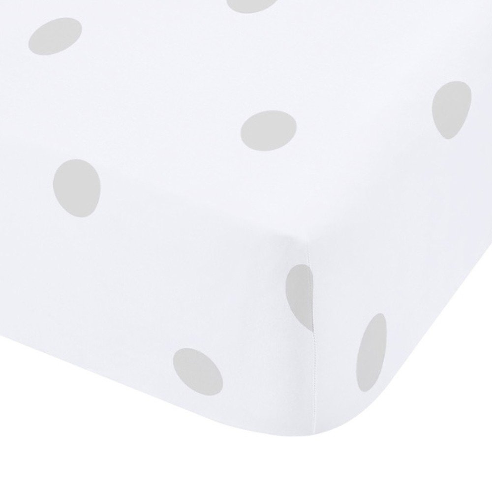 Bela/siva napenjalna flanelna rjuha Polka Dot