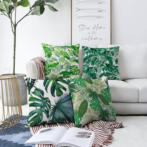 Komplet 4 prevlek za vzglavnik Minimalist Cushion Covers Summer Jungle, 55 x 55 cm