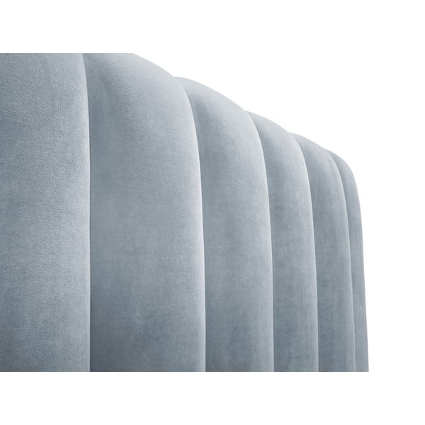 Svetlo modra oblazinjena zakonska postelja s prostorom za shranjevanje z letvenim dnom 180x200 cm Kelp - Micadoni Home-image-4