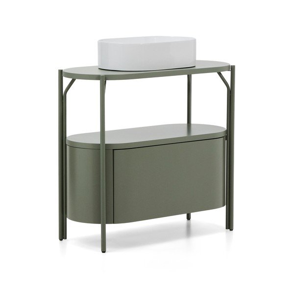 Zelena omarica za pod umivalnik 90x81 cm Arely – Kave Home-image-4